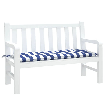 Tuinbankkussen gestreept 120x50x7 cm stof wit en blauw - AllerleiShop