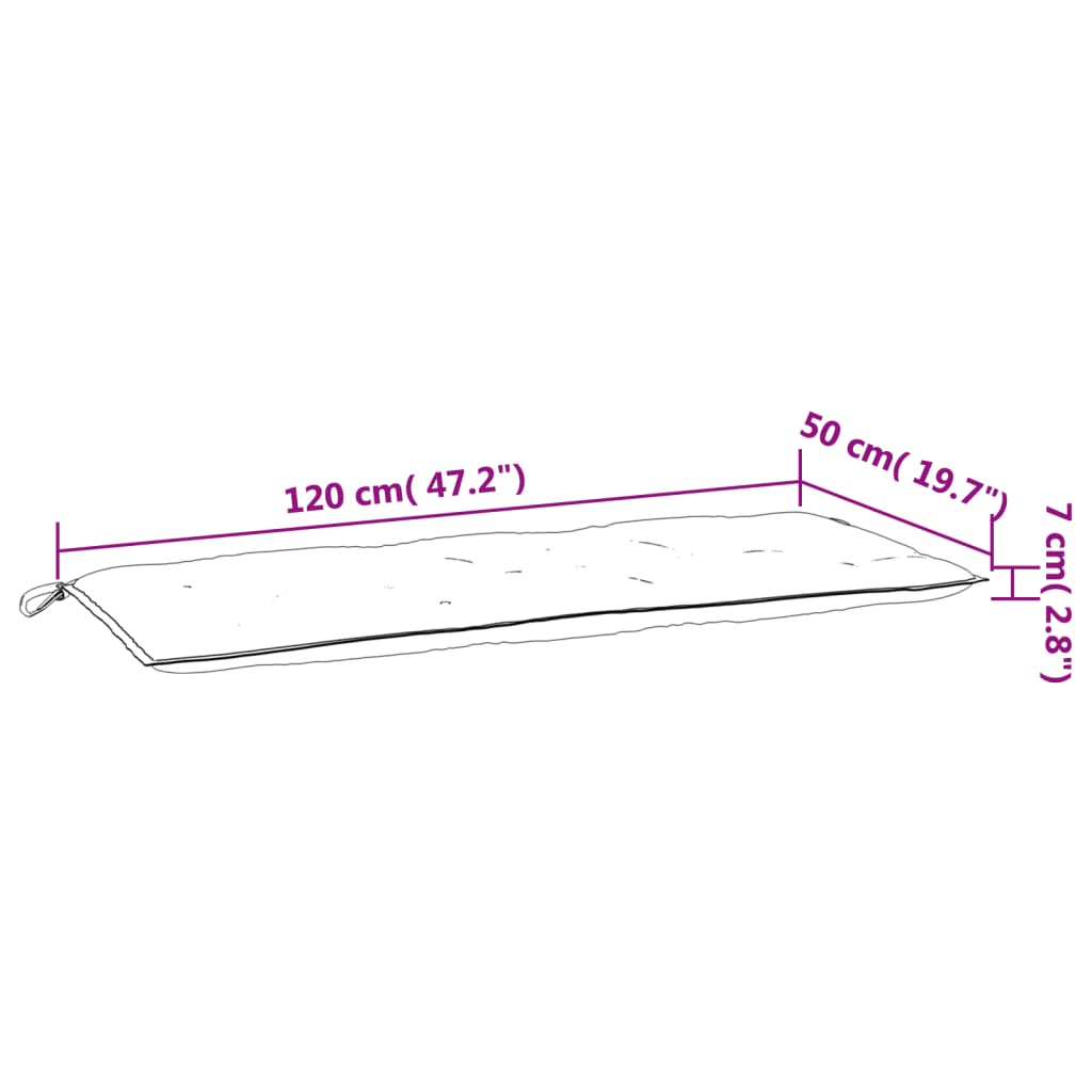 Tuinbankkussen ruitpatroon 120x50x7 cm stof zwart - AllerleiShop