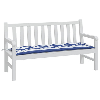 Tuinbankkussen 150x50x7cm stof gestreept wit en blauw - AllerleiShop