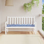 Tuinbankkussen 150x50x7cm stof gestreept wit en blauw - AllerleiShop