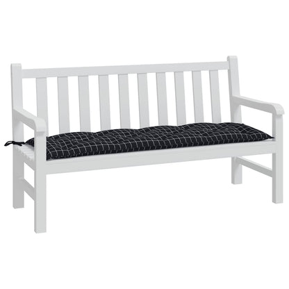 Tuinbankkussen 150x50x7 cm oxford stof ruitpatroon zwart - AllerleiShop