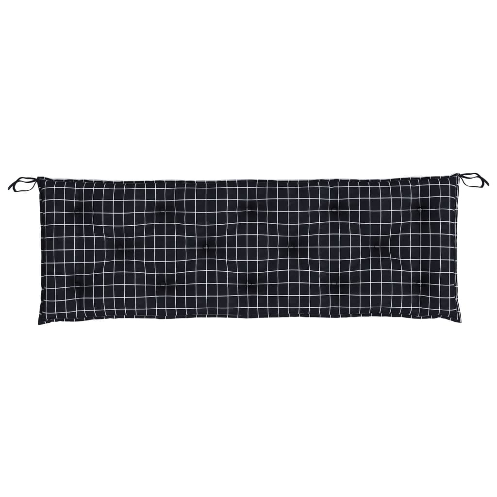 Tuinbankkussen 150x50x7 cm oxford stof ruitpatroon zwart - AllerleiShop