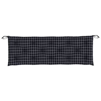 Tuinbankkussen 150x50x7 cm oxford stof ruitpatroon zwart - AllerleiShop