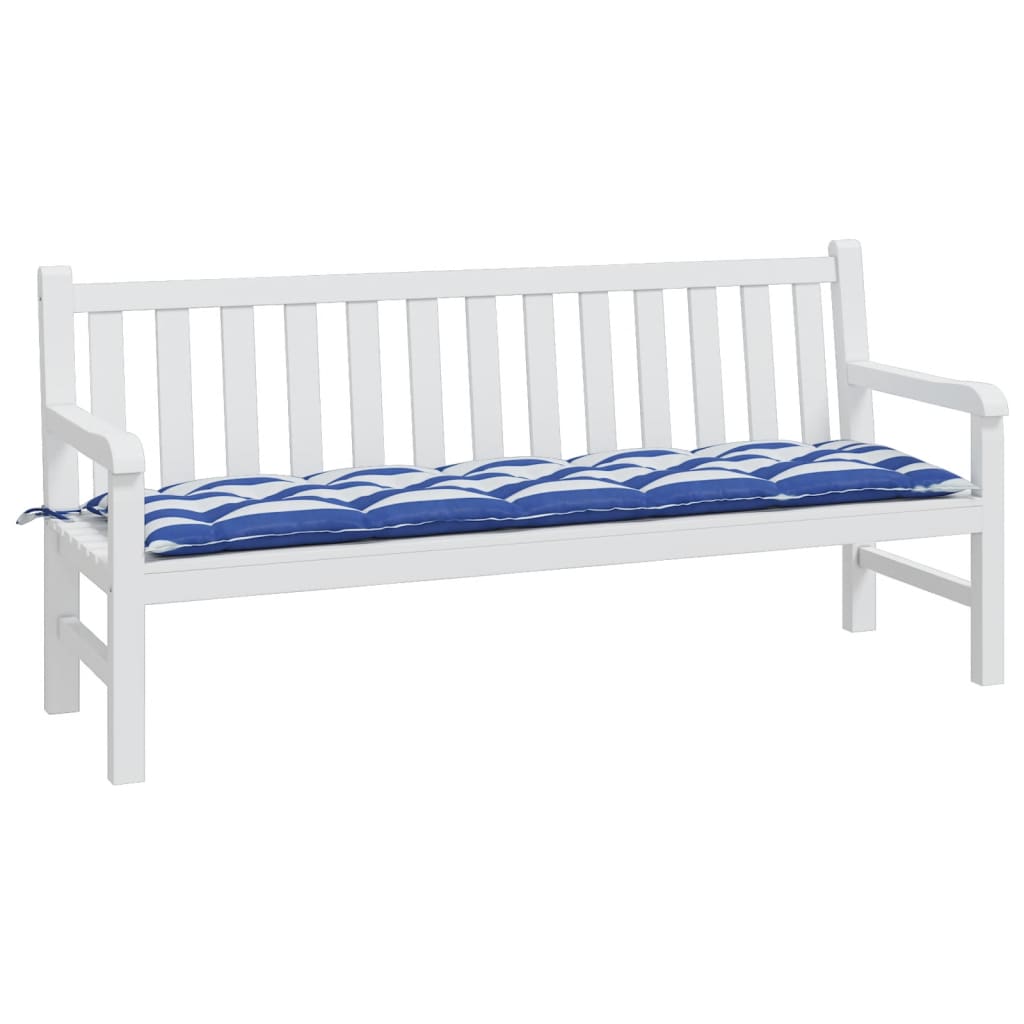 Bankkussen gestreept 180x50x7 cm stof gestreept wit en blauw - AllerleiShop