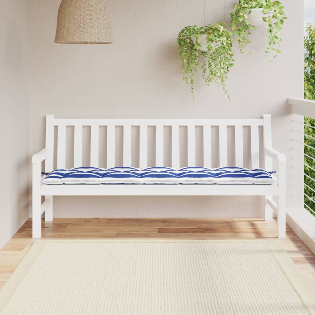 Bankkussen gestreept 180x50x7 cm stof gestreept wit en blauw - AllerleiShop