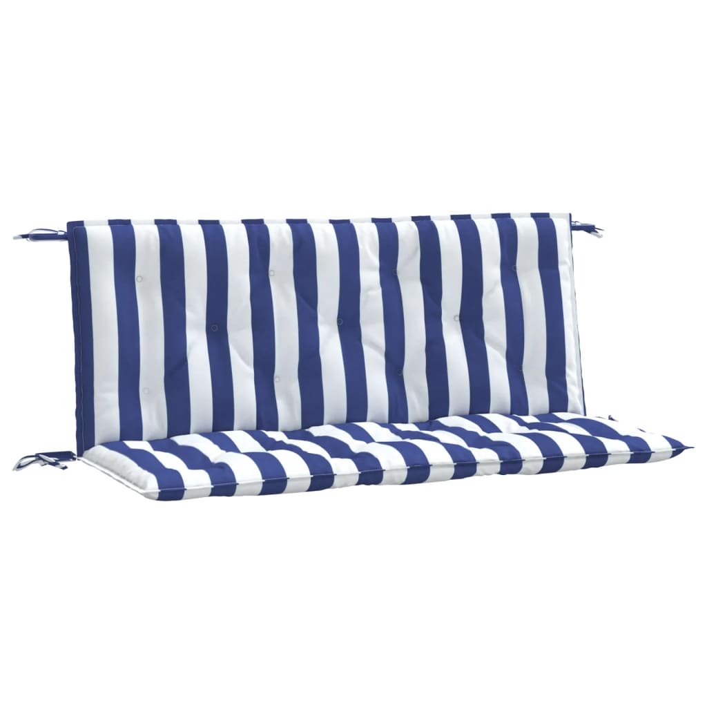 Tuinbankkussens 2 st gestreept 120x50x7 cm stof wit en blauw - AllerleiShop