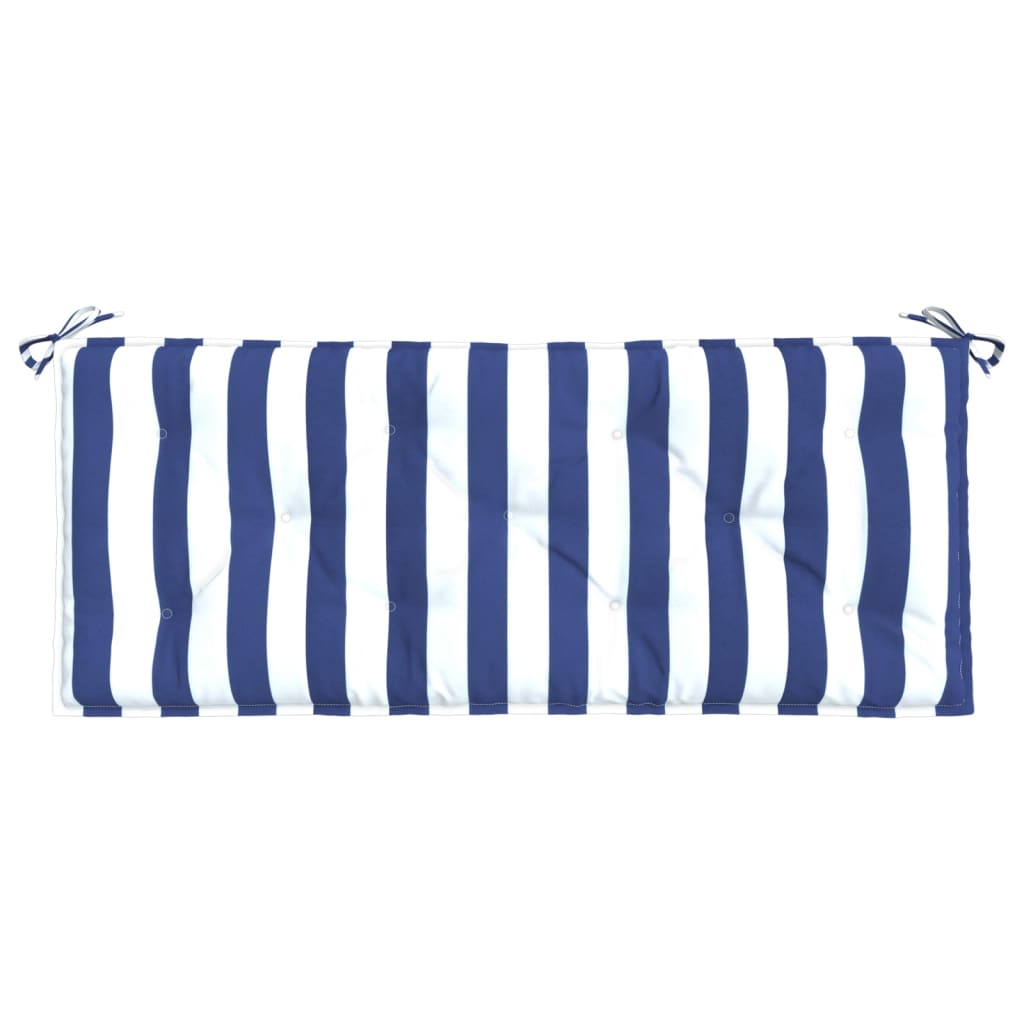 Tuinbankkussens 2 st gestreept 120x50x7 cm stof wit en blauw - AllerleiShop