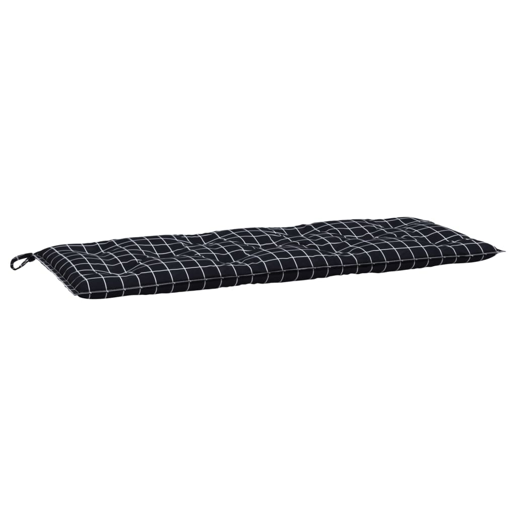 Tuinbankkussens 2 st ruitpatroon 120x50x7 cm stof zwart - AllerleiShop