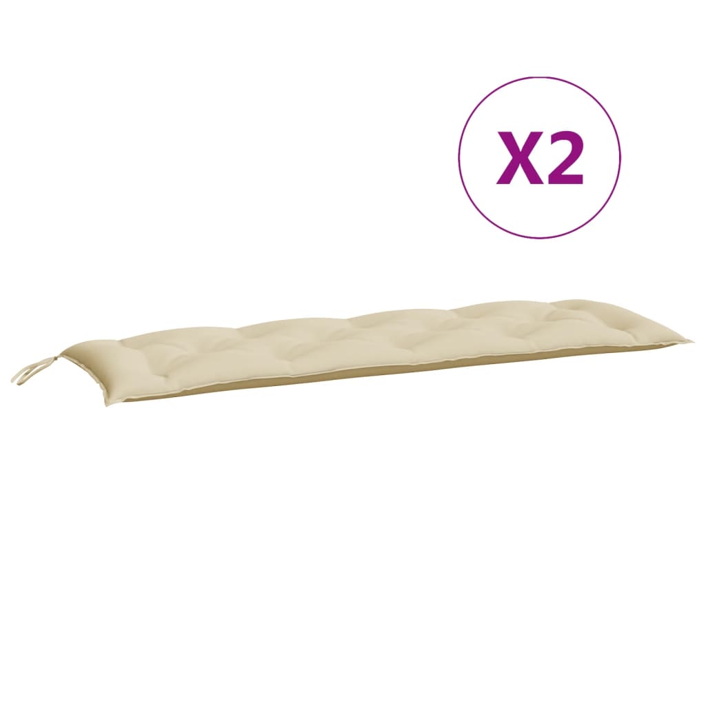 Tuinbankkussens 2 st 150x50x7 cm oxford stof beige - AllerleiShop