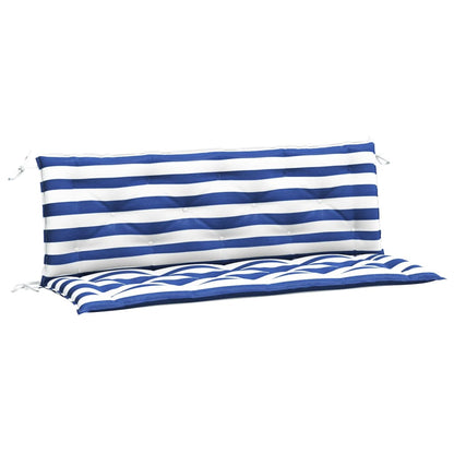 Tuinbankkussens 2 st gestreept 150x50x7 cm stof wit en blauw - AllerleiShop