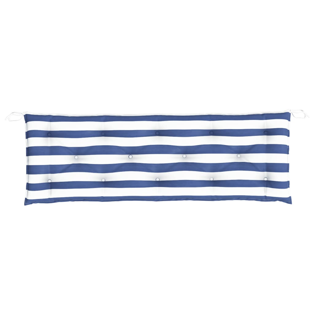 Tuinbankkussens 2 st gestreept 150x50x7 cm stof wit en blauw - AllerleiShop