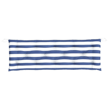 Tuinbankkussens 2 st gestreept 150x50x7 cm stof wit en blauw - AllerleiShop