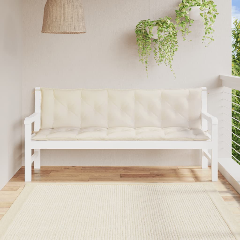 Tuinbankkussens 2 st 180x50x7 cm oxford stof crèmewit