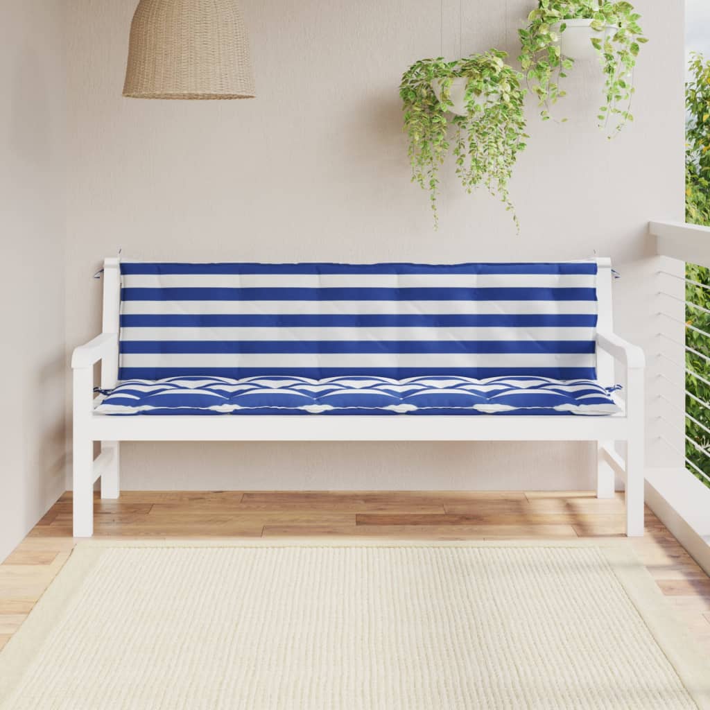 Tuinbankkussens 2 st oxford stof gestreept wit en blauw - AllerleiShop