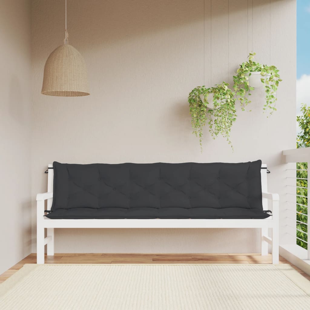 Tuinbankkussens 2 st 200x50x7 cm oxford stof zwart - AllerleiShop