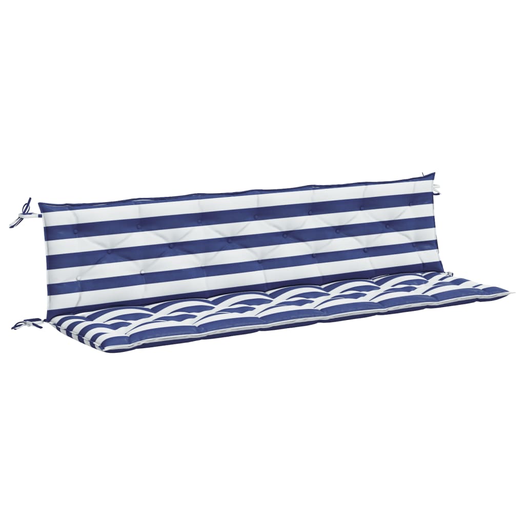 Tuinbankkussens 2 st gestreept 200x50x7 cm stof wit en blauw - AllerleiShop