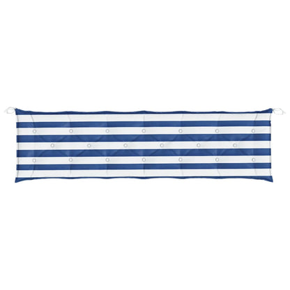 Tuinbankkussens 2 st gestreept 200x50x7 cm stof wit en blauw - AllerleiShop