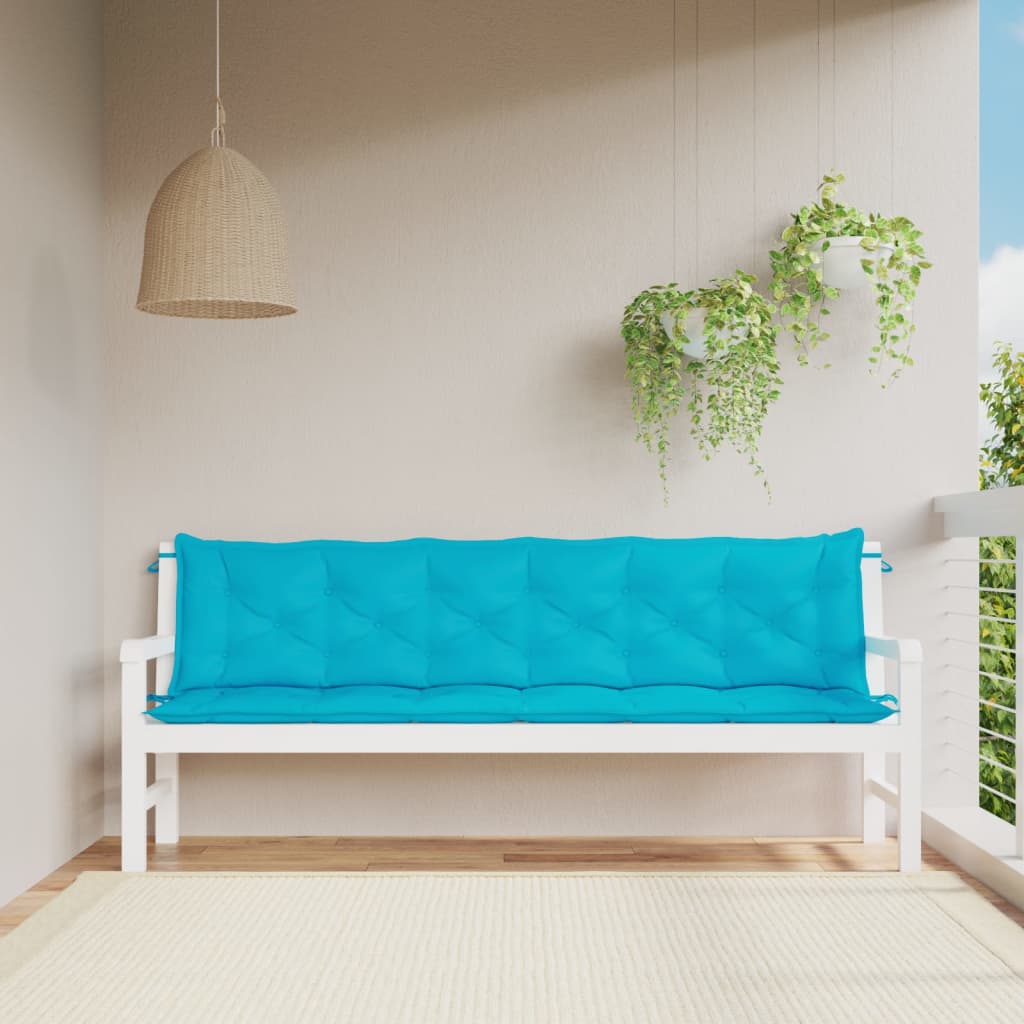 Tuinbankkussens 2 st 200x50x7 cm stof turquoise - AllerleiShop