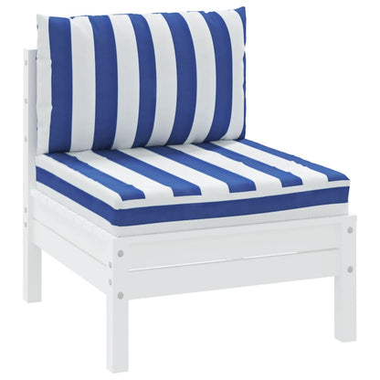 Palletkussens 2 st gestreept oxford stof wit en blauw - AllerleiShop