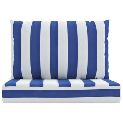 Palletkussens 2 st gestreept oxford stof wit en blauw - AllerleiShop