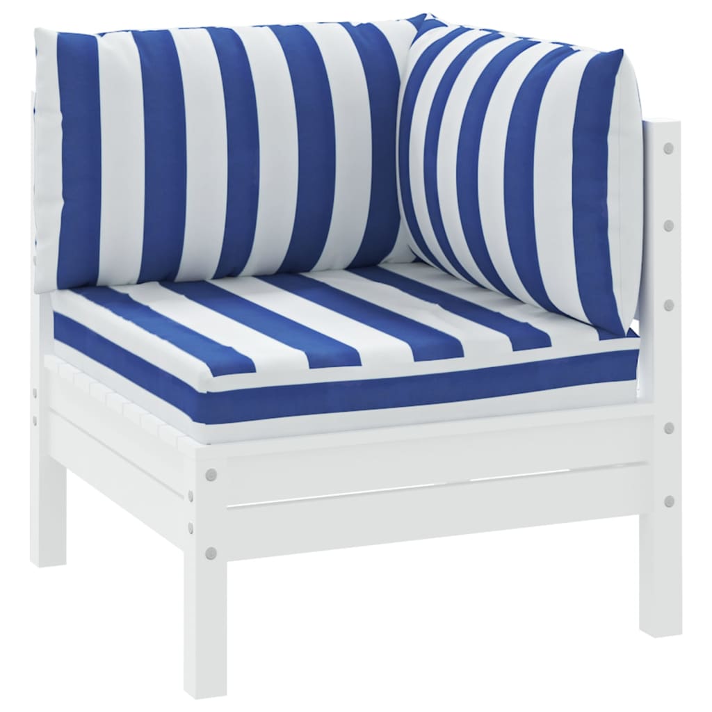 Palletkussens 3 st gestreept oxford stof wit en blauw - AllerleiShop