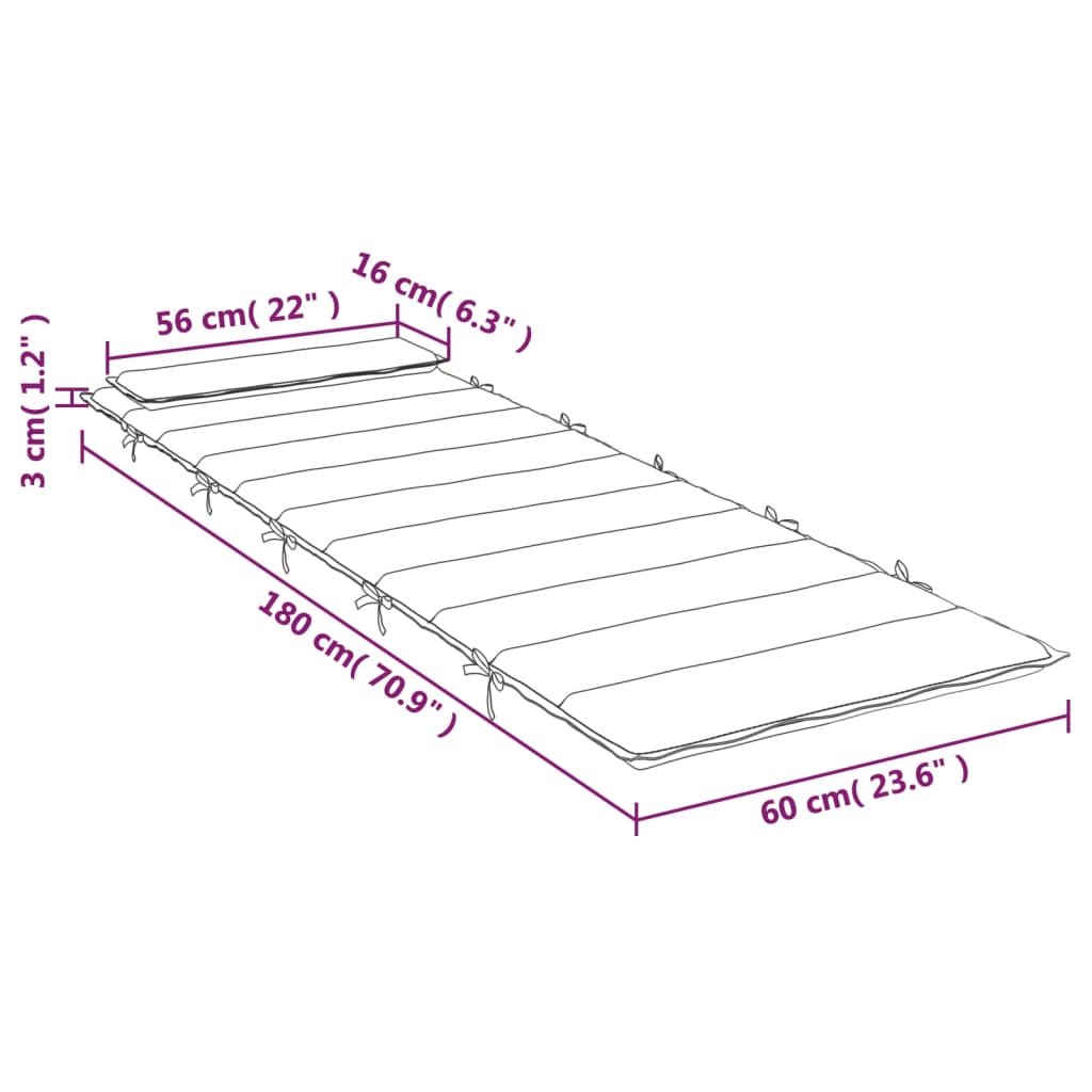 Ligbedkussen 180x60x3 cm oxford stof crèmekleurig - AllerleiShop