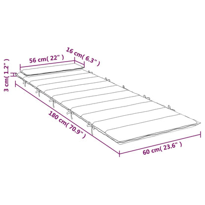 Ligbedkussen 180x60x3 cm oxford stof crèmekleurig - AllerleiShop