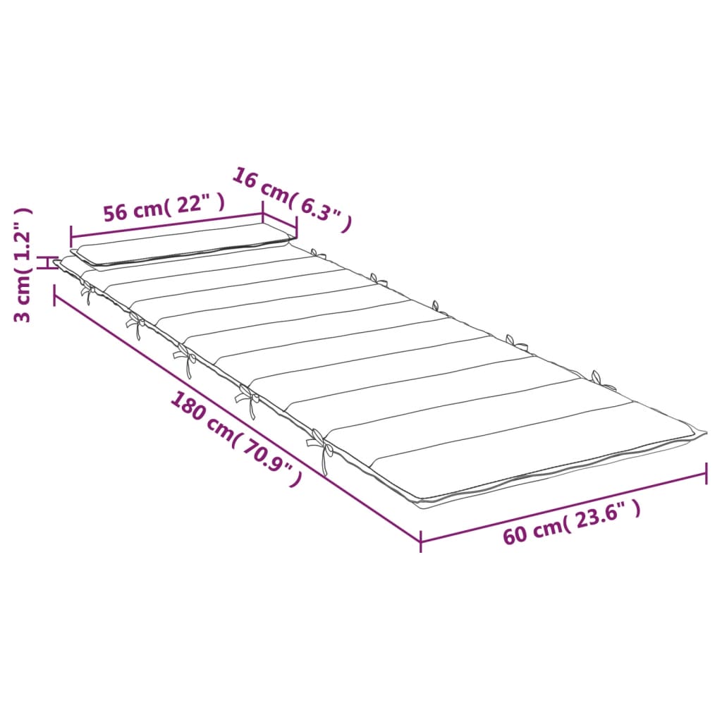 Ligbedkussen 180x60x3 cm oxford stof zwart - AllerleiShop