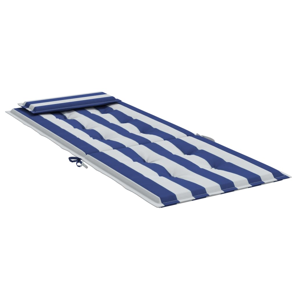 Stoelkussens 4 st hoge rug gestreept oxford stof wit en blauw - AllerleiShop