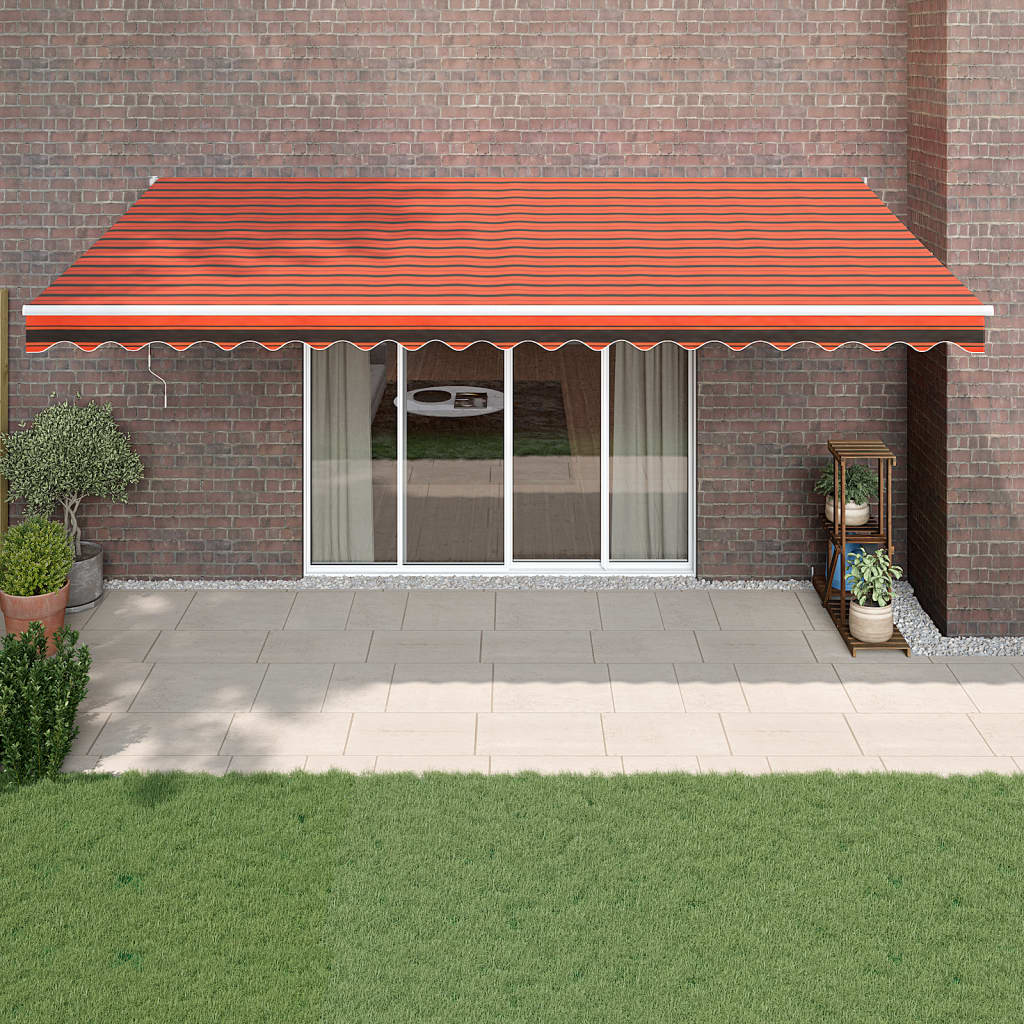 Luifel automatisch uitschuifbaar 5x3 m oranje en bruin