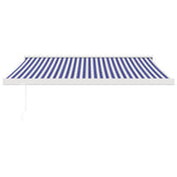 Luifel uittrekbaar 3,5x2,5 m stof en aluminium blauw en wit