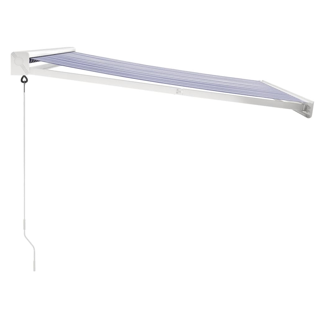 Luifel uittrekbaar 3,5x2,5 m stof en aluminium blauw en wit