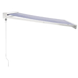 Luifel uittrekbaar 3,5x2,5 m stof en aluminium blauw en wit