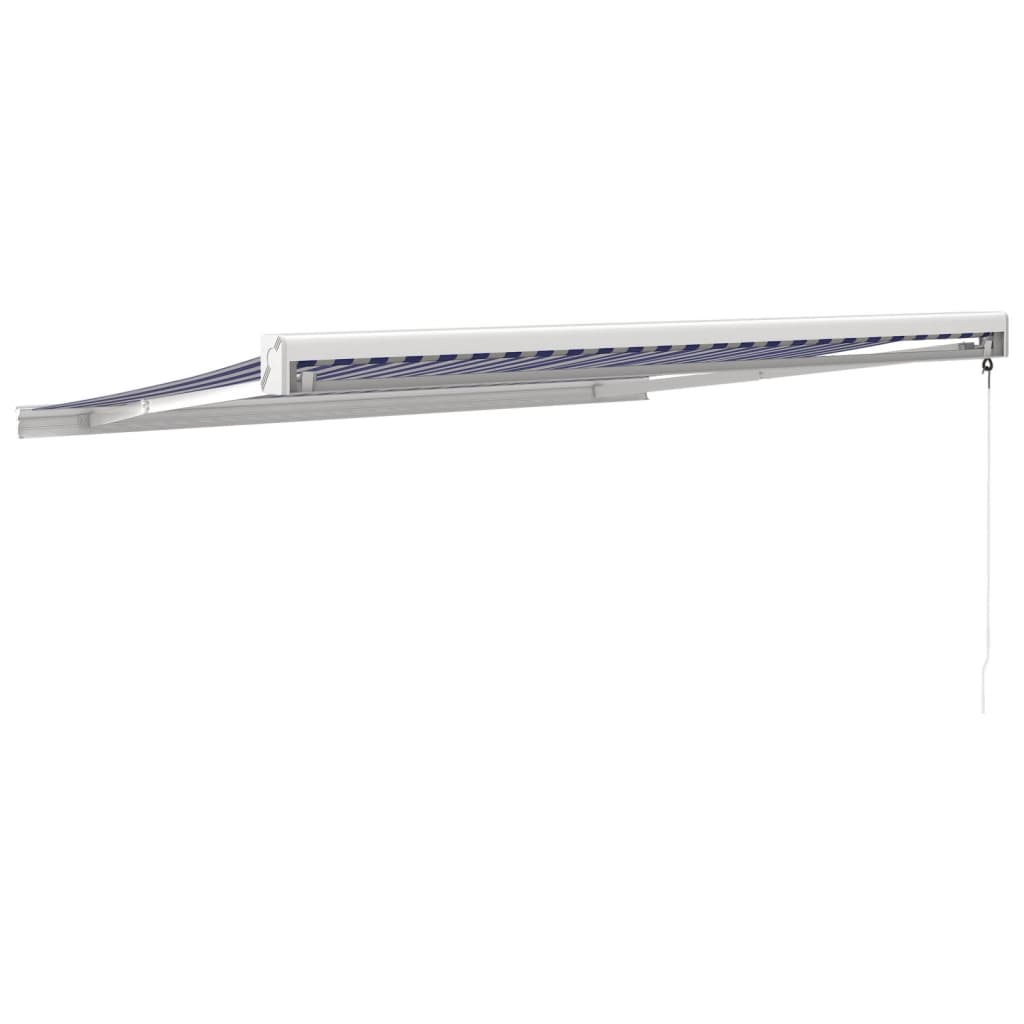Luifel uittrekbaar 3,5x2,5 m stof en aluminium blauw en wit