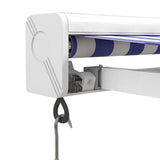 Luifel uittrekbaar 3,5x2,5 m stof en aluminium blauw en wit