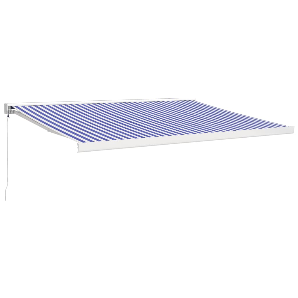 Luifel uittrekbaar 4x3 m stof en aluminium blauw en wit