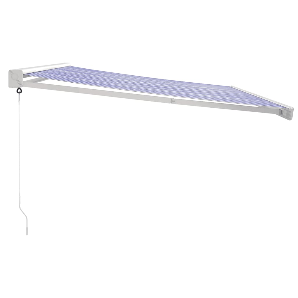 Luifel uittrekbaar 4x3 m stof en aluminium blauw en wit