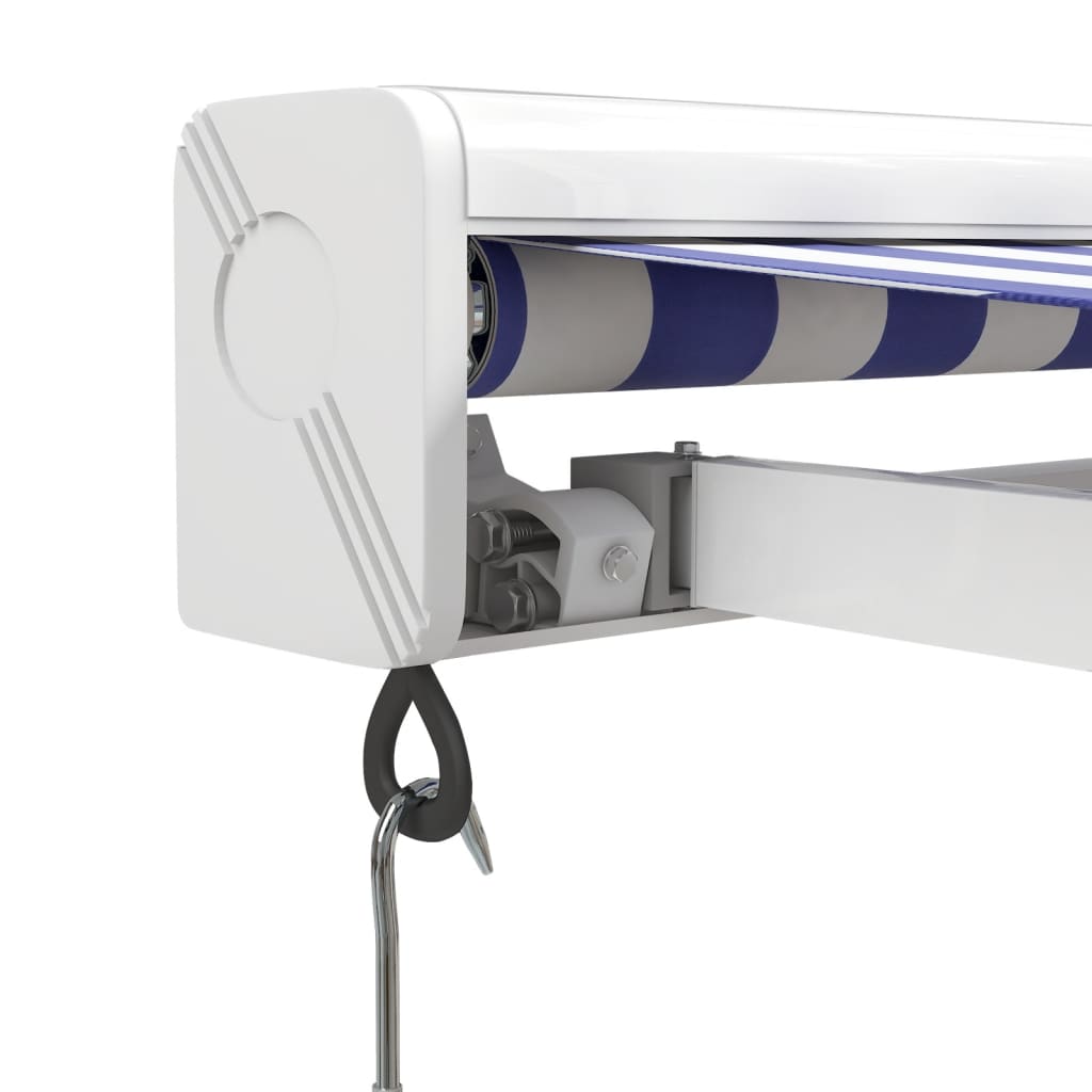 Luifel uittrekbaar 4x3 m stof en aluminium blauw en wit