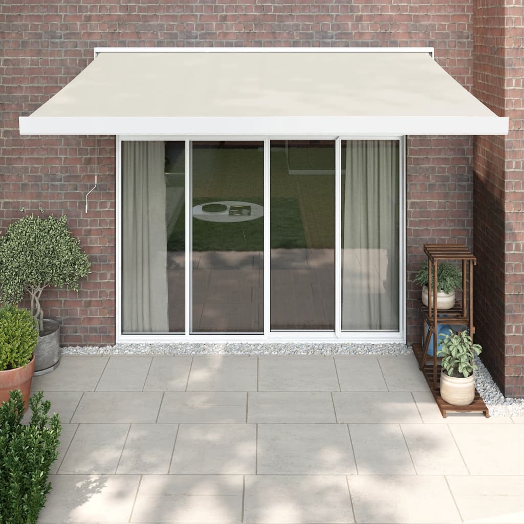 Luifel uittrekbaar 3,5x2,5 m stof en aluminium crèmekleurig