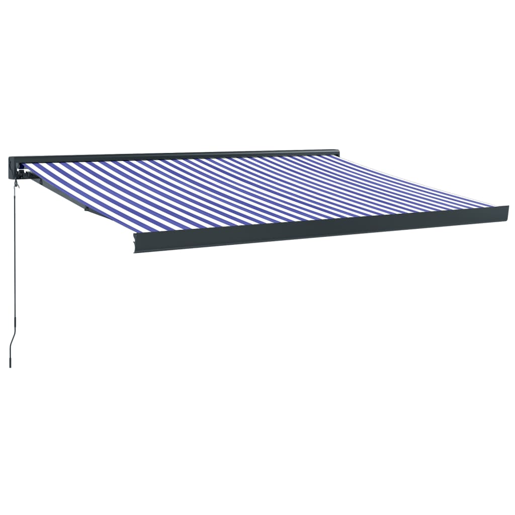Luifel uittrekbaar 3x2,5 m stof en aluminium blauw en wit