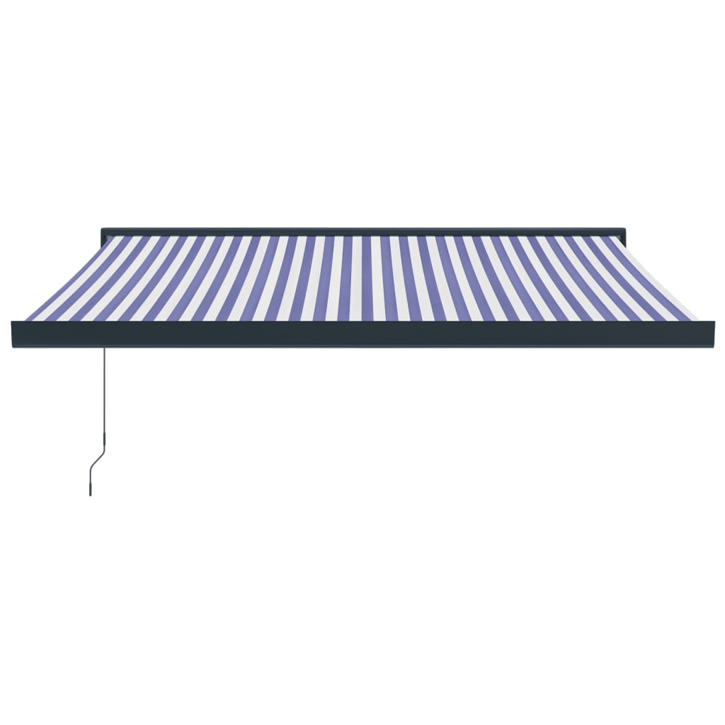 Luifel uittrekbaar 3x2,5 m stof en aluminium blauw en wit