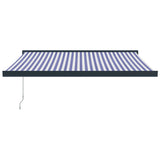 Luifel uittrekbaar 3x2,5 m stof en aluminium blauw en wit