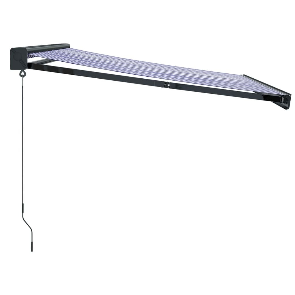 Luifel uittrekbaar 3x2,5 m stof en aluminium blauw en wit
