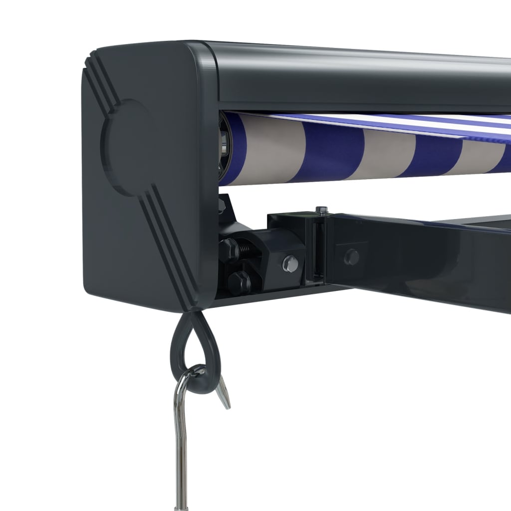 Luifel uittrekbaar 3x2,5 m stof en aluminium blauw en wit