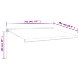 Luifel uittrekbaar 3x2,5 m stof en aluminium blauw en wit