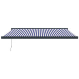 Luifel uittrekbaar 4x3 m stof en aluminium blauw en wit