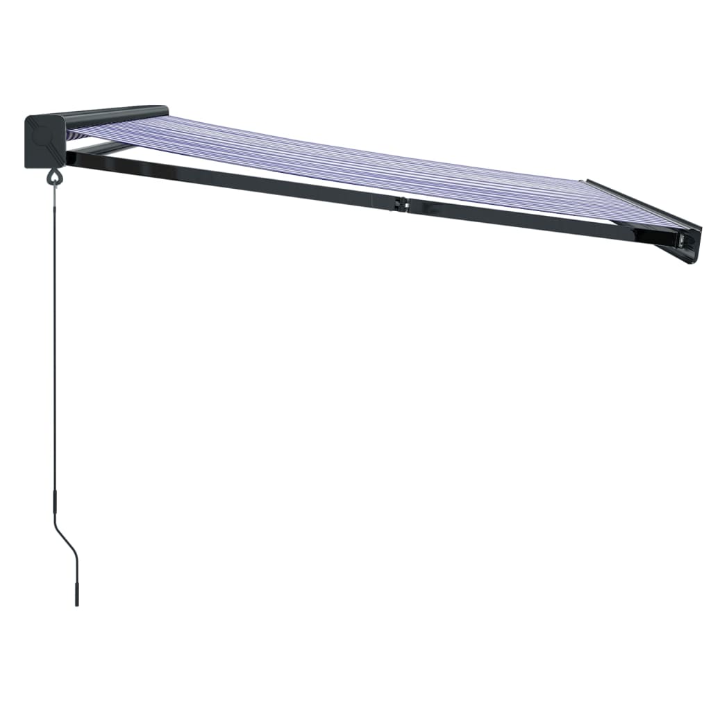 Luifel uittrekbaar 4x3 m stof en aluminium blauw en wit