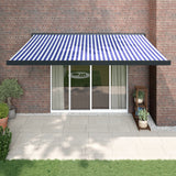 Luifel uittrekbaar 4x3 m stof en aluminium blauw en wit