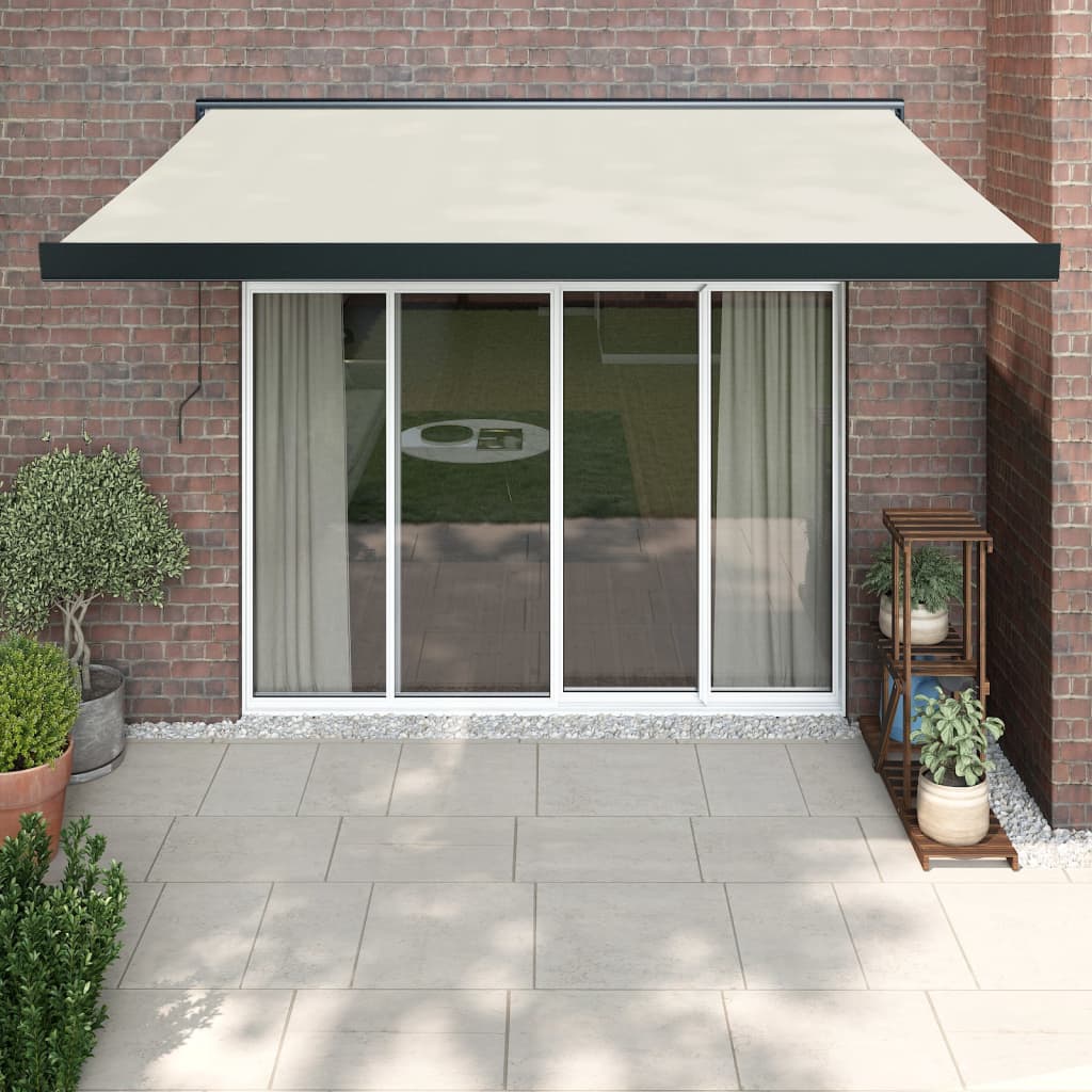 Luifel uittrekbaar 3,5x2,5 m stof en aluminium crèmekleurig