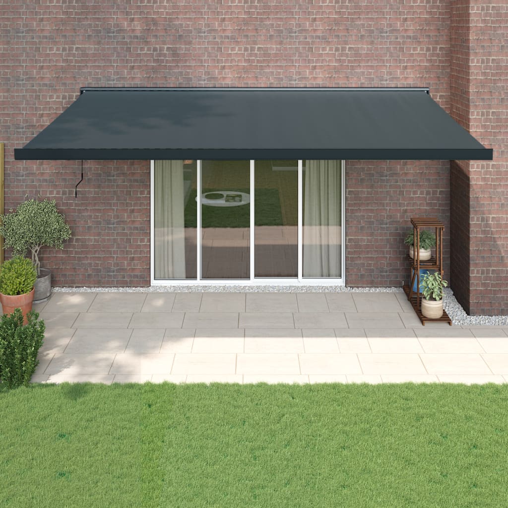 Luifel uittrekbaar 5x3 m stof en aluminium antracietkleurig